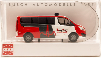 Busch 52429 (1:87) – Ford Transit Custom Bus Johanniter Luftrettung 