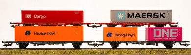 Märklin 47707 – 4-teiliges Containerwagen Lgns 570 Set der DB Cargo, DB AG 