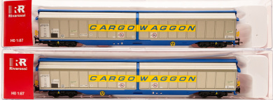 Rivarossi HR6599 – 2-teiliges Schiebewandwagen-Set Habbis CARGOWAGGON der DB 