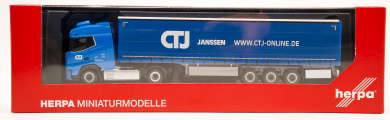Herpa 318495 (1:87) – DAF XG Gardinenplanen-Sattelzug CTJ (Nordrhein-Westfalen/Dormagen) 