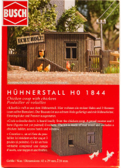 Busch 1844 (1:87) – Hühnerstall mit Hühnern 
