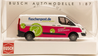 Busch 52437 (1:87) – Ford Transit Cusrom Flachdach Kastenwagen, Flaschenpost 