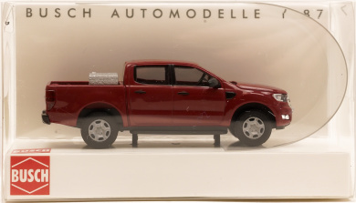 Busch 52843 (1:87) – Ford Ranger / Hardtop Weinrot mit Alukiste 