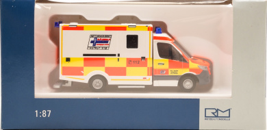 Rietze 76146 (1:87) – Mercedes-Benz Sprinter WAS RTW 18 Rettungsdienst Bäuerle Ambulanz Augsburg 