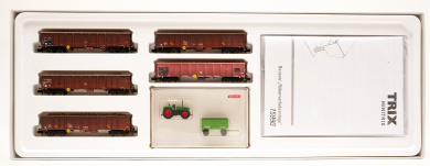 Minitrix 15990 – 5-teiliges Wagen-Set Hochbordwagen EANOS der Schweizerischen Bundesbahn (SBB). 