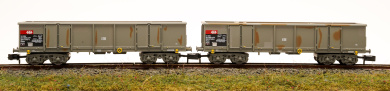 Arnold HN6062 – 2-teiliges offenes Güterwagen-Set Eaos der SBB, gealtert & Ladegut Holzhackschnitzel 