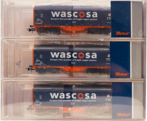 Roco 76009.B (AC) – 3-teiliges Schiebeplanenwagen-Set Shimmns der WASCOSA 