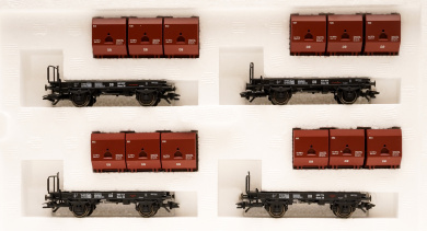 Märklin 48270 (DC) – 4-teiliges Containertragwagen-Set Kohletransport der DB 