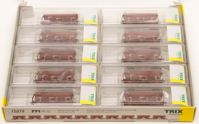 Minitrix 15079 – 10-teiliges Rundschieber-Seitenentladewagen- Set Tdgs-z 930 der DB 