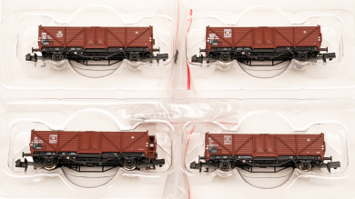 Modellbahn Union MU-N-G10001 – 4-teiliges Offenes Güterwagen-Set Omm 37 der DB 