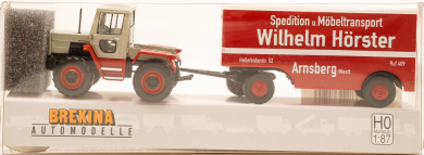 Brekina 13712 (1:87) – Mecedes Benz Trac mit Hänger -Hörster- 