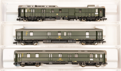 Fleischmann 814509 (N) – 3-teiliges Personenwagen-Set Postzug der DB 
