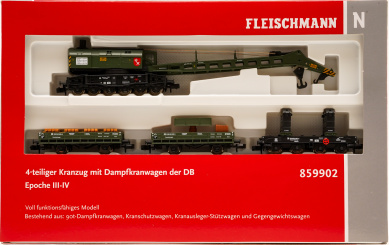 Fleischmann 859902 K (N) – 4-teiliger Kranzug mit Dampfkranwagen der DB 