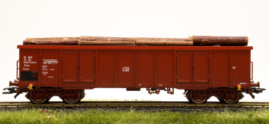Roco 76908 – Offener Güterwagen Eaos der Schwedischen Staatsbahn (SJ), Ladegut Holzstämme 