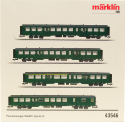 Märklin 43546 – 4-teiliges Personenwagen-Set M2 der SNCB/NMBS, Innenbeleuchtung 