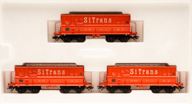Märklin 48448 – 3-teiliges Erz-Transportwagen-Set Falls der SNCB & Erzgestein (Kunststoff-Einsatz) & leicht gealtert 