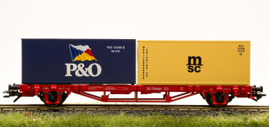 Piko 57706 (AC) – Containerwagen Lgs579 der DB Cargo , beladen mit P&O und msc Containern 