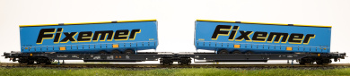 Roco 76434 – Doppeltaschenwagen T2000 Wascosa, beladen mit LKW-Fixemer-Auflieger 