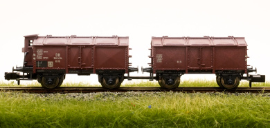 Minitrix 15314 (N) – Klappdeckelwagen-Einheit (1x mit Bremserhaus)  KK 15 der DB 
