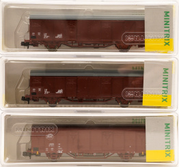 Minitrix 18902 – 3-teiliges Gedecktes Güterwagen-Set Gbqss-z 1742 der (D)DR 