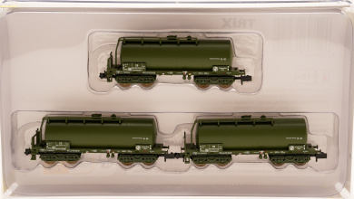 Minitrix 18212 – 3-teiliges Privat-Einheitskesselwagen-Set des United States Transportation Corps 