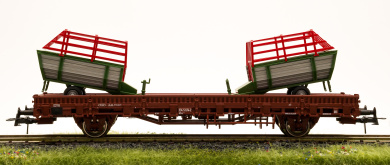 Roco 47509 – Rungenwagen Kbs 442 der DB, beladen mit 2 Heuwagen 