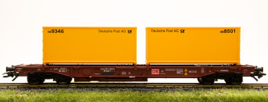 Roco 47038 (AC) – Einheitstaschenwagen Sdkms der DB AG, Post-Container 