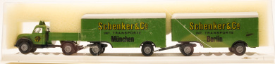 Brekina 4258 (1:87) – Magirus Zugmaschine mit zwei 2-Achsanhänger Schenker & Co 