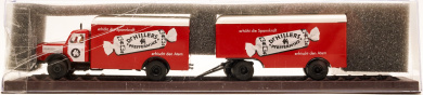 Brekina 73312 (1:87) – Henschel Zugmaschine mit  2-Achsanhänger- Dr.Hillers- 