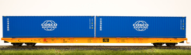 Igra 96010054 – Containertragwagen Sggnss der Clip Intermodal Sp. z o.o, beladen mit zwei Container 