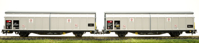 Roco 6600110 (AC) – 2-teiliges Schiebewandwagen-Set Hbbillns der SBB Cargo 