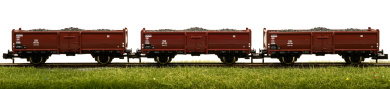 Fleischmann 820530 (N) – 3-teiliges Offenen Güterwagen-Set der DB, beladen mit Kohle 