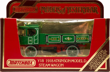 Matchbox Y-18 (1:43) – Atkinson Dampflastwagen Modell D, Sand and Gravel, 1918 