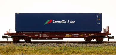 Fleischmann 845368 (N) – Taschenwagen Sdkkmss der RENFE , Container Camellia Line 