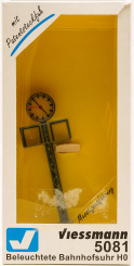 Viessmann 5081 (1:87) – Beleuchtete Bahnhofsuhr auf Gittermast, 70 mm hoch 