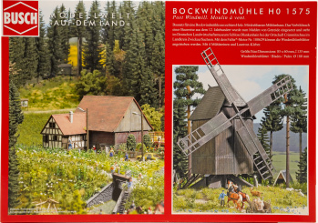 Busch 1575 (1:87) – Bausatz, Bockwindmühle aus echtem Holz 