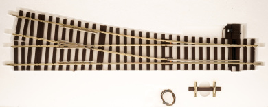 Lenz 45042 (Spur 0) – Weiche rechts 11,25° mit Weichenstellhebel mit elektr. Antrieb, digital (DCC) 