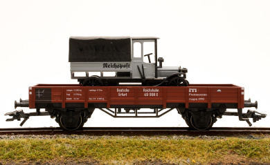 Märklin 84504 – Niederbordwagen X der DRG, mit Reichspost-LKW 
