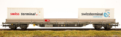 Rivarossi HR6527 – Flachwagen Res mit Alu Bordwänden der SBB, beladen 
