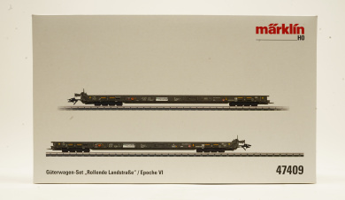 Märklin 47409 – 2-teiliges Niederflurtransportwagen-Set Saadkmms -Rollende Landstraße- der Ralpin AG 