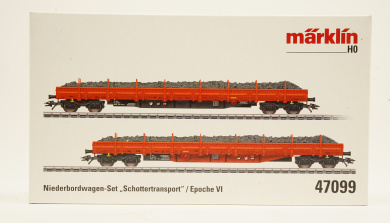 Märklin 47099 – 2-teiliges Niederbordwagen-Set Res der RTS, beladen 