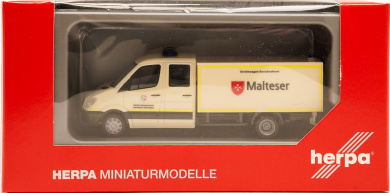 Herpa 092951 (1:87) – Mercedes-Benz Sprinter Doppelkabine mit Koffer GW-San Malteser Hilfsdienst 