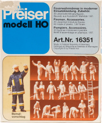 Preiser 16351 (1:87) – 20 unbemalte Feuerwehrmänner mit Zubehör 