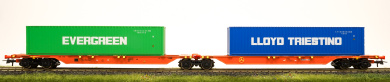 Roco 67432 – Doppeltragwagen Sggrss der wascosa , beladen mit zwei Container Evergreen / LLOYD TRIESTINO 