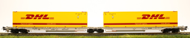 Roco 76421 – Doppeltaschen-Gelenkwagen Sdggmrss der AAE, beladen mit zwei Container DHL 