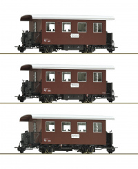 Roco 34103 (H0e) – 3-teiliges Schmalspur-Spantenwagen-Set Biho/s der ÖBB 