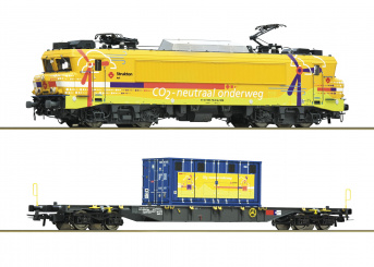Roco 7500117 – 2-teiliges Set E-Lok 1756 -Charlotte- & Containertragwagen der Strukton Rail 