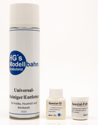 HG´s Modellbahnambulanz 93228 – 3-teiliges Pflege-Set mit Lokreiniger & Öl & Fett 