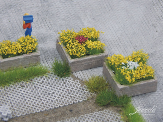 Juweela 28249 (H0) – Pflanzkübel aus Holz, groß, 5 Stück 