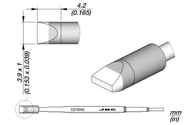 nux Modellbau N11858 – Breite Meißelform für schwere Lötarbeiten, C210-042 Lötspitze für den nux-T80 USB-C Lötkolben 
